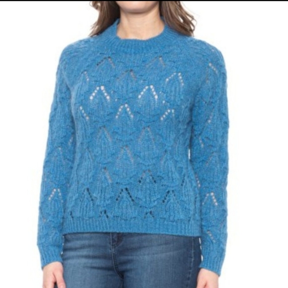 Elsamanda Pointelle Made in Italy Blue Sweater L - Picture 14 of 15